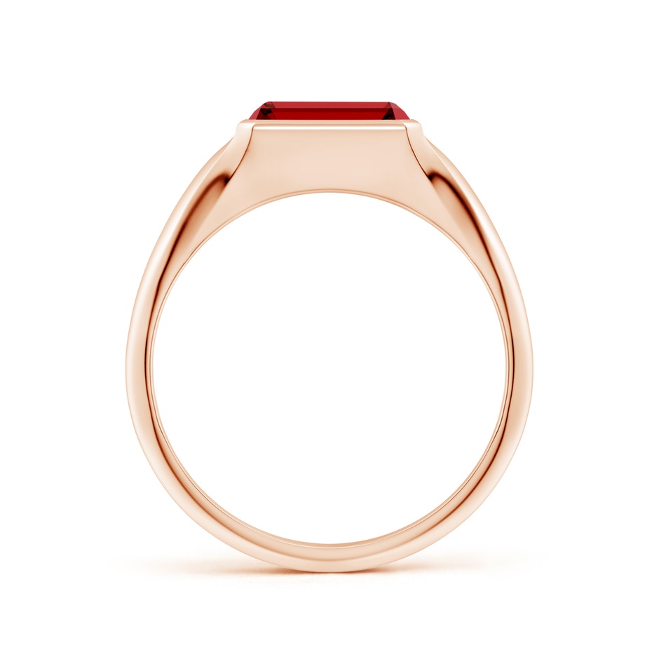 8x6mm Labgrown Lab-Grown Emerald-Cut Ruby Signet Ring in 9K Rose Gold side 199