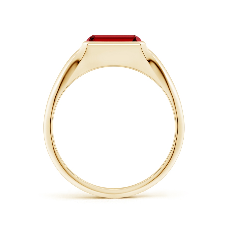 8x6mm Labgrown Lab-Grown Emerald-Cut Ruby Signet Ring in 9K Yellow Gold side 199