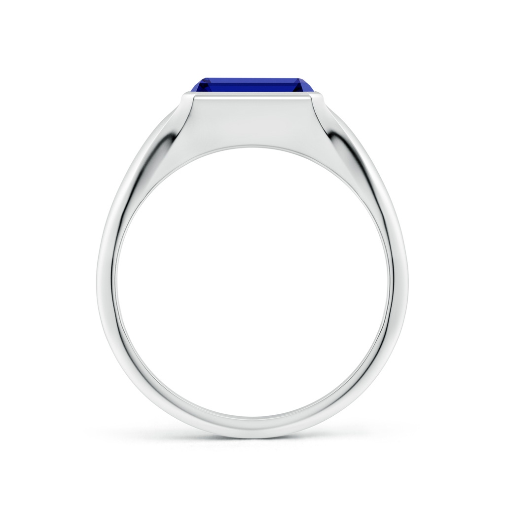 8x6mm Labgrown Lab-Grown Emerald-Cut Blue Sapphire Signet Ring in White Gold Side 199