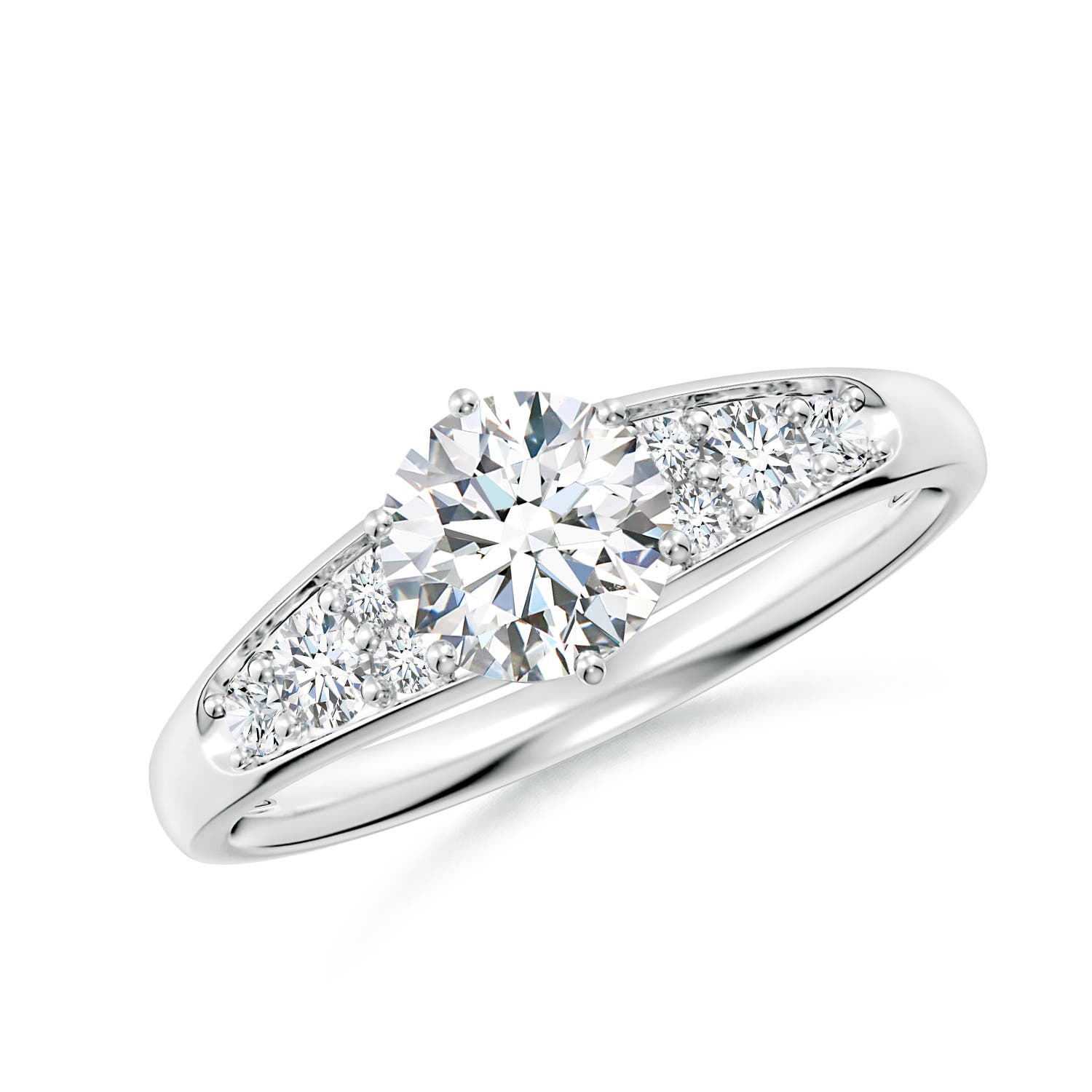 Lab-Grown Round Diamond Engagement Ring with Accents