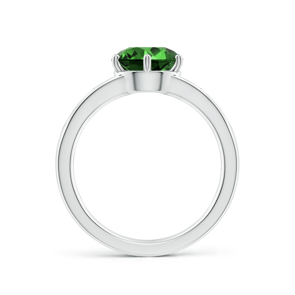 8mm Labgrown Lab-Grown Round Emerald Engagement Ring with Lab Diamonds in White Gold Side 199