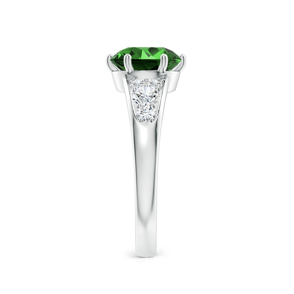 8mm Labgrown Lab-Grown Round Emerald Engagement Ring with Lab Diamonds in White Gold Side 299