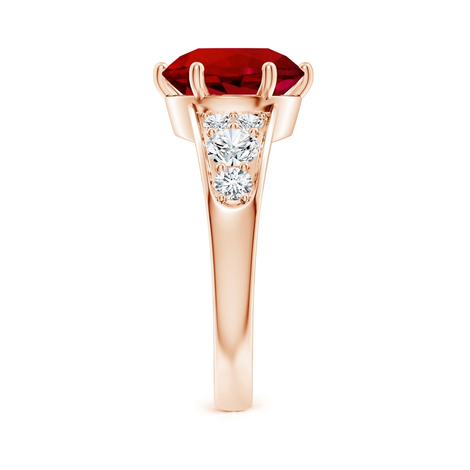 10mm Labgrown Lab-Grown Round Ruby Engagement Ring with Lab Diamonds in Rose Gold side 299