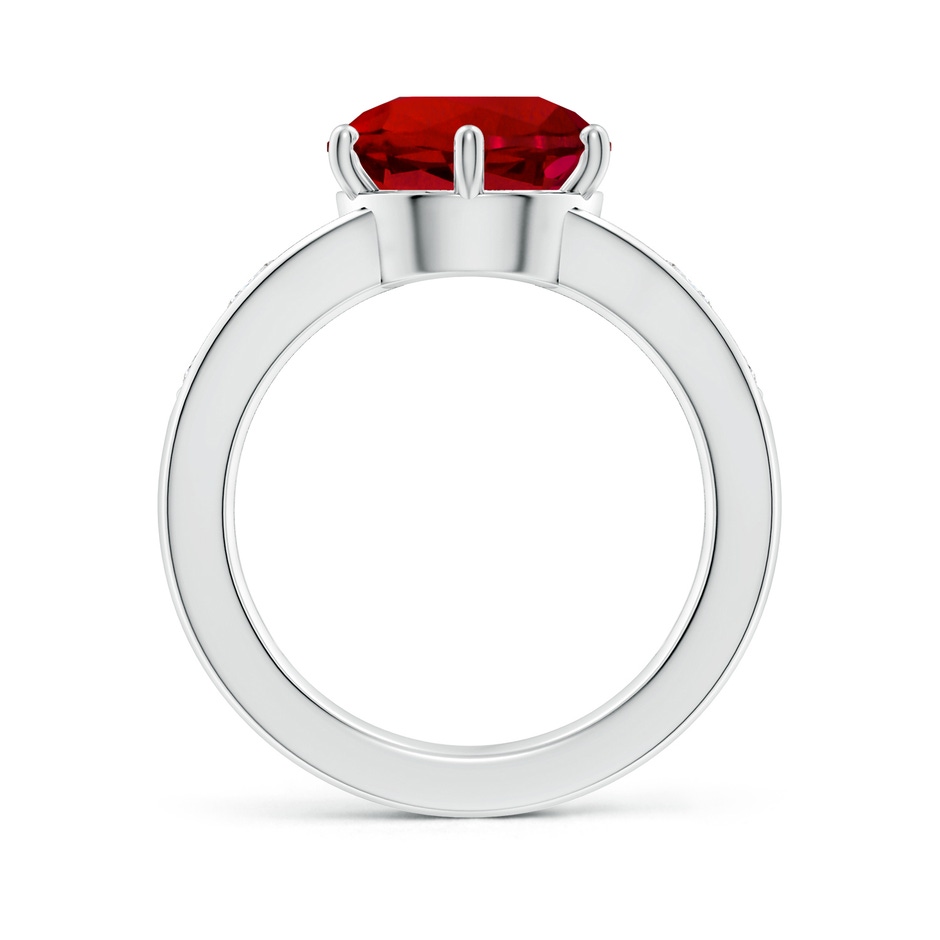 10mm Labgrown Lab-Grown Round Ruby Engagement Ring with Lab Diamonds in S999 Silver side 199