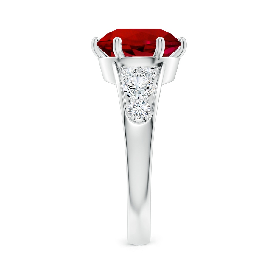 10mm Labgrown Lab-Grown Round Ruby Engagement Ring with Lab Diamonds in S999 Silver side 299