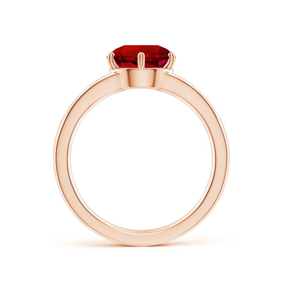 8mm Labgrown Lab-Grown Round Ruby Engagement Ring with Lab Diamonds in Rose Gold side 199