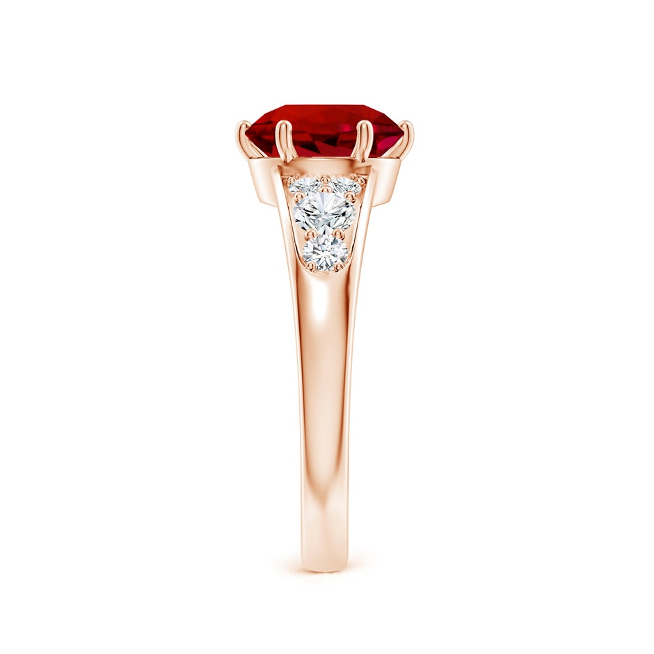 8mm Labgrown Lab-Grown Round Ruby Engagement Ring with Lab Diamonds in Rose Gold side 299