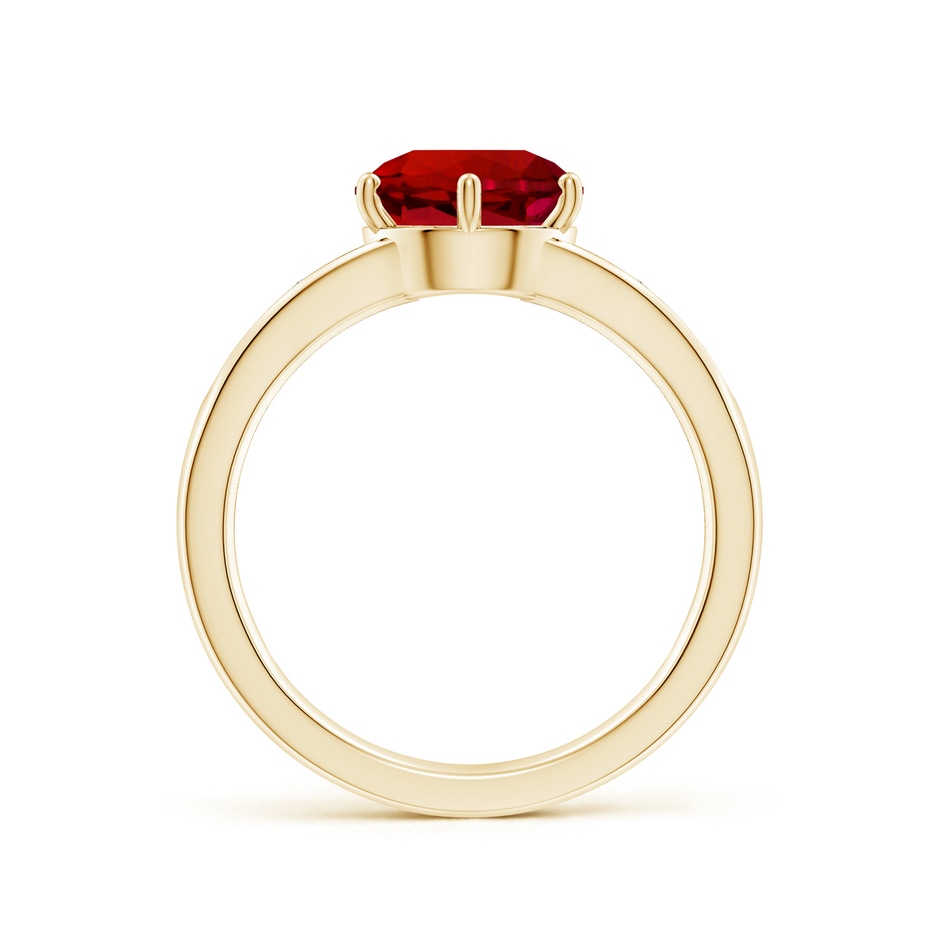 8mm Labgrown Lab-Grown Round Ruby Engagement Ring with Lab Diamonds in Yellow Gold side 199