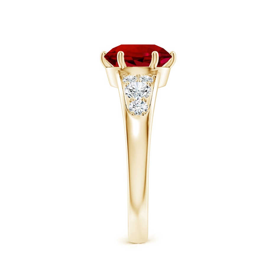 8mm Labgrown Lab-Grown Round Ruby Engagement Ring with Lab Diamonds in Yellow Gold side 299