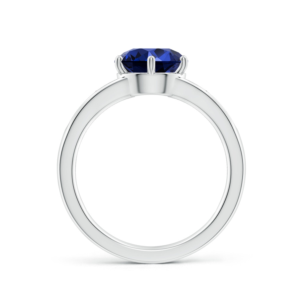 8mm Labgrown Lab-Grown Round Blue Sapphire Engagement Ring with Lab Diamonds in White Gold Side 199