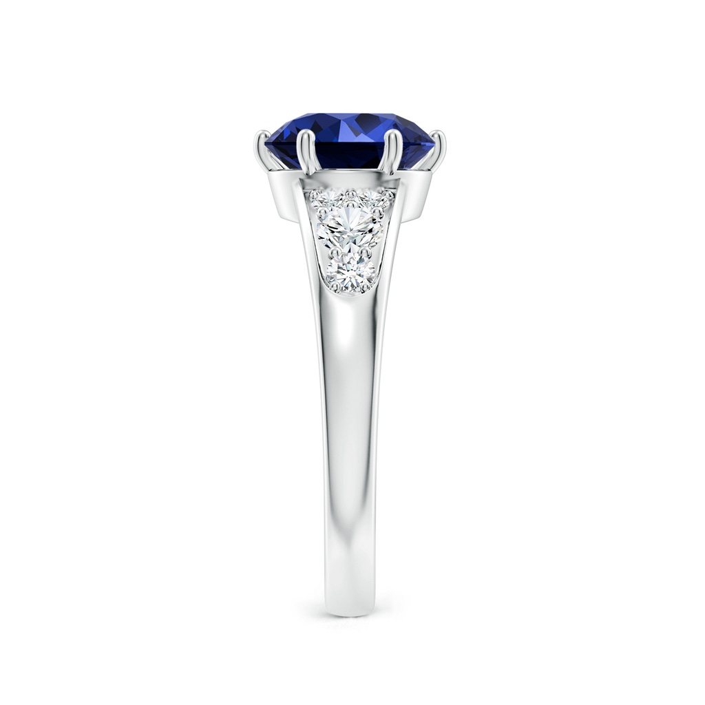 8mm Labgrown Lab-Grown Round Blue Sapphire Engagement Ring with Lab Diamonds in White Gold Side 299