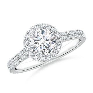 6mm FGVS Lab-Grown Round Diamond Halo Ring with Accents in P950 Platinum