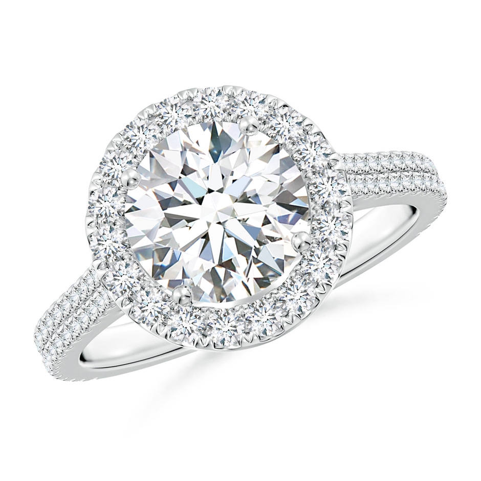 8mm FGVS Lab-Grown Round Diamond Halo Ring with Accents in White Gold 