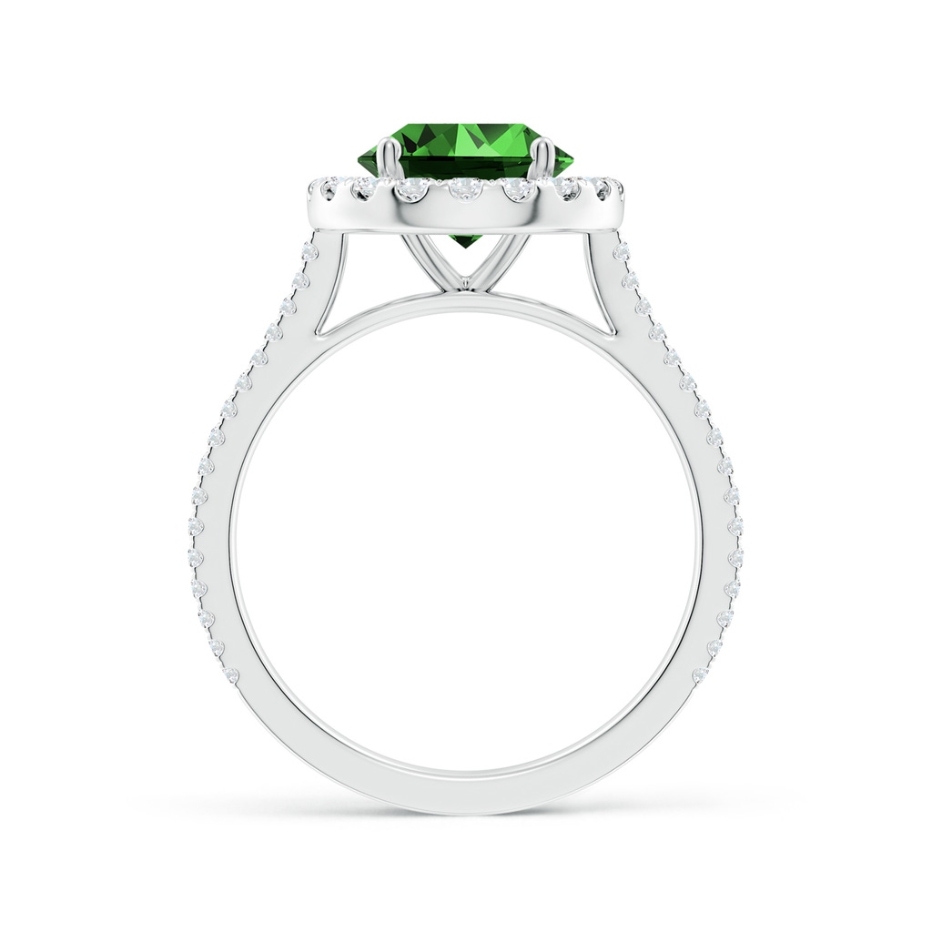 8mm Labgrown Lab-Grown Round Emerald Halo Ring with Diamond Accents in P950 Platinum Side 199