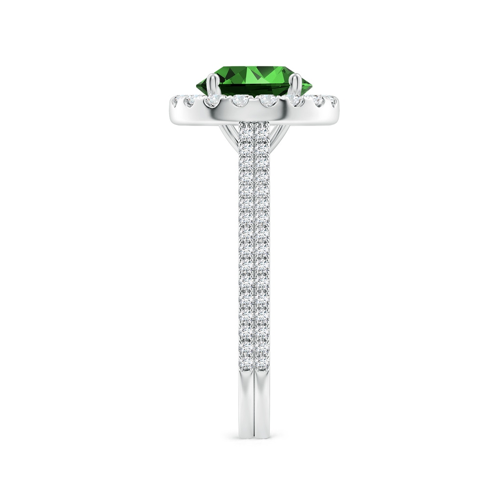 8mm Labgrown Lab-Grown Round Emerald Halo Ring with Diamond Accents in P950 Platinum Side 299