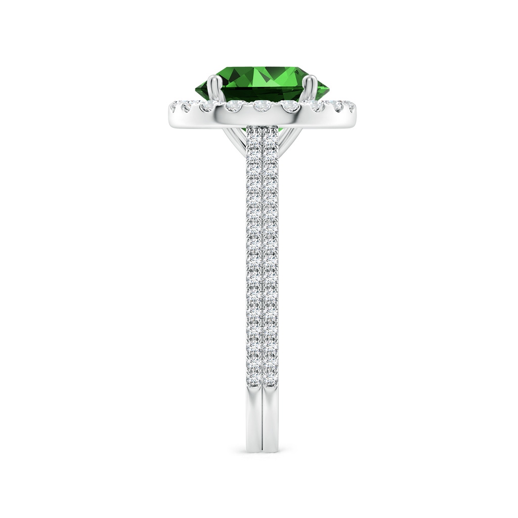 9mm Labgrown Lab-Grown Round Emerald Halo Ring with Diamond Accents in White Gold Side 299