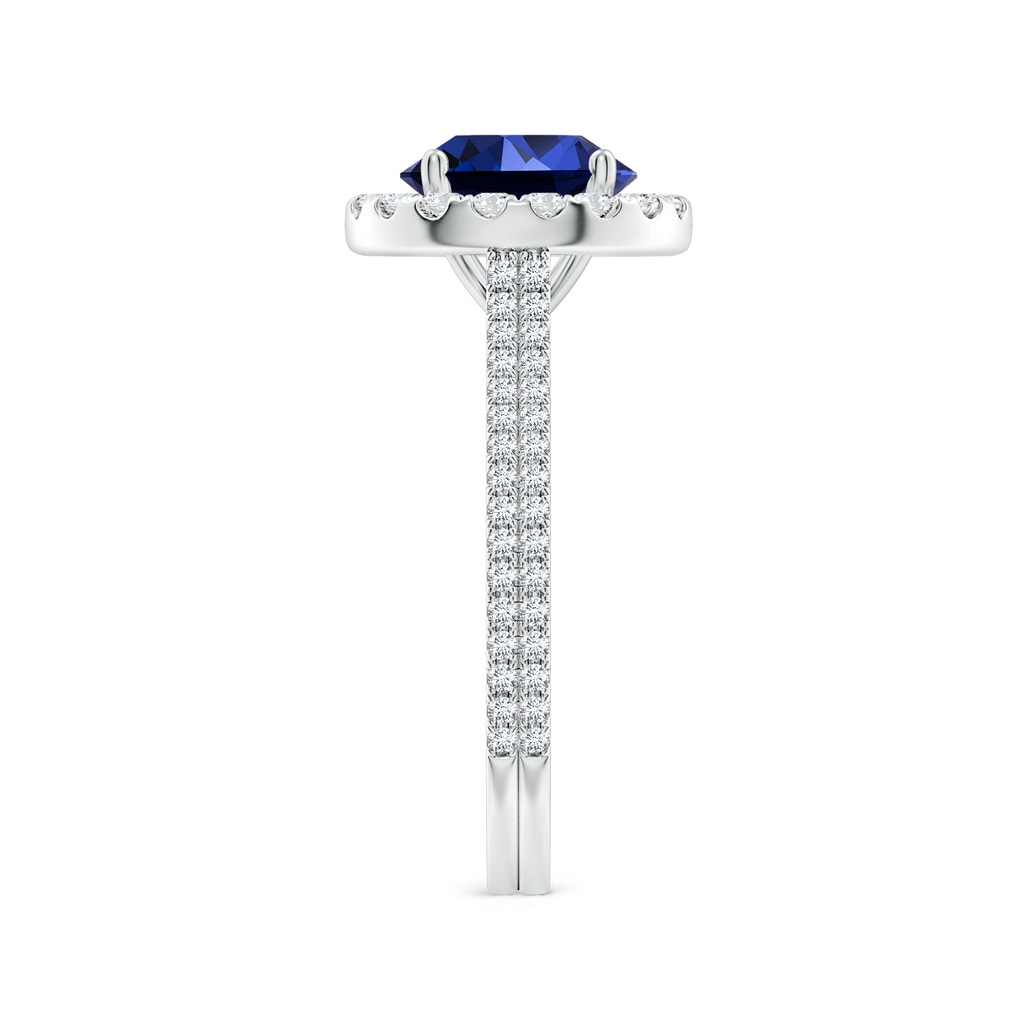 8mm Labgrown Lab-Grown Round Blue Sapphire Halo Ring with Diamond Accents in White Gold Side 299