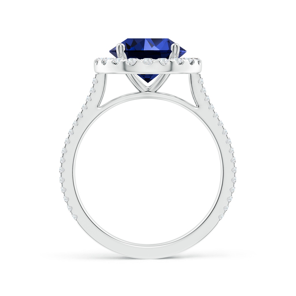 9mm Labgrown Lab-Grown Round Blue Sapphire Halo Ring with Diamond Accents in White Gold Side 199