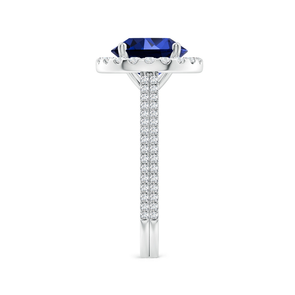 9mm Labgrown Lab-Grown Round Blue Sapphire Halo Ring with Diamond Accents in White Gold Side 299