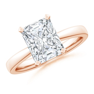 11x9mm FGVS Lab-Grown Radiant-Cut Diamond Reverse Tapered Shank Solitaire Engagement Ring in 18K Rose Gold