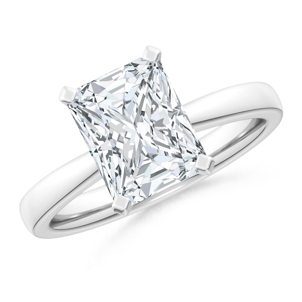 11x9mm FGVS Lab-Grown Radiant-Cut Diamond Reverse Tapered Shank Solitaire Engagement Ring in White Gold