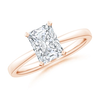 7x5mm FGVS Lab-Grown Radiant-Cut Diamond Reverse Tapered Shank Solitaire Engagement Ring in 18K Rose Gold