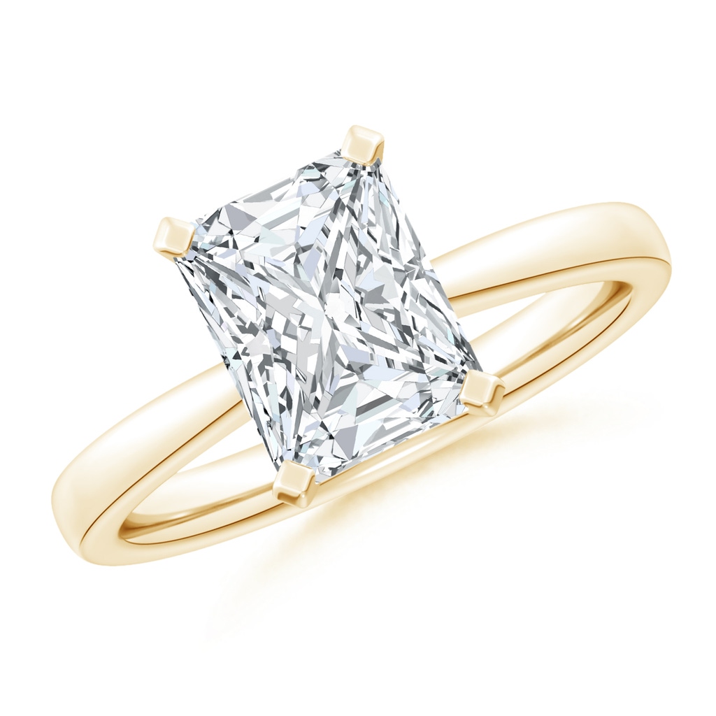 9.5x7.5mm FGVS Lab-Grown Radiant-Cut Diamond Reverse Tapered Shank Solitaire Engagement Ring in 10K Yellow Gold 