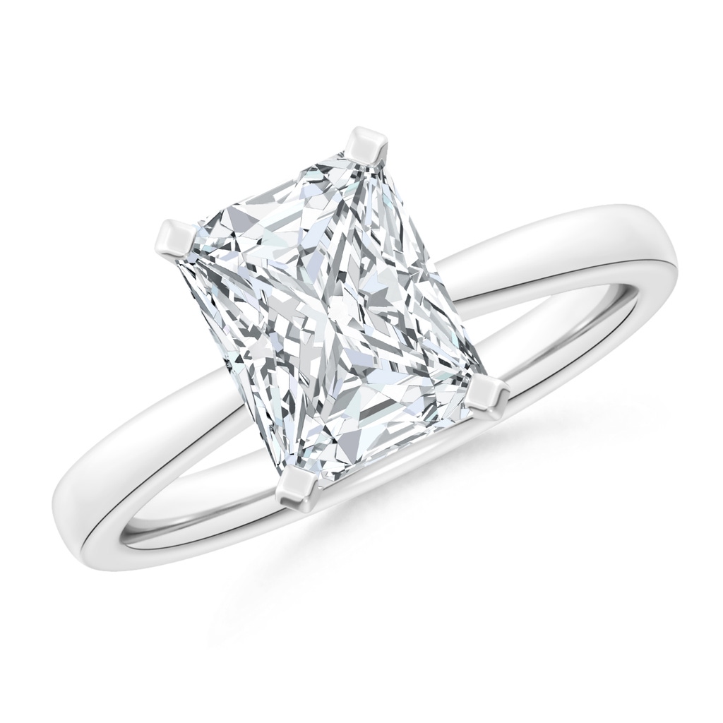 9.5x7.5mm FGVS Lab-Grown Radiant-Cut Diamond Reverse Tapered Shank Solitaire Engagement Ring in P950 Platinum