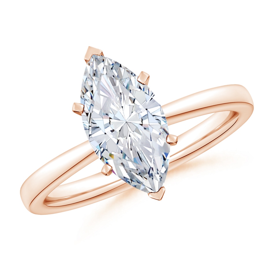10x5mm FGVS Lab-Grown Marquise Diamond Reverse Tapered Shank Solitaire Engagement Ring in Rose Gold 