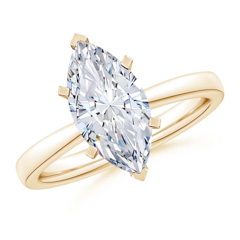 13x6.5mm FGVS Lab-Grown Marquise Diamond Reverse Tapered Shank Solitaire Engagement Ring in Yellow Gold 