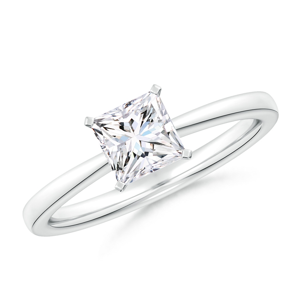 5.5mm FGVS Lab-Grown Princess-Cut Diamond Reverse Tapered Shank Solitaire Engagement Ring in 18K White Gold