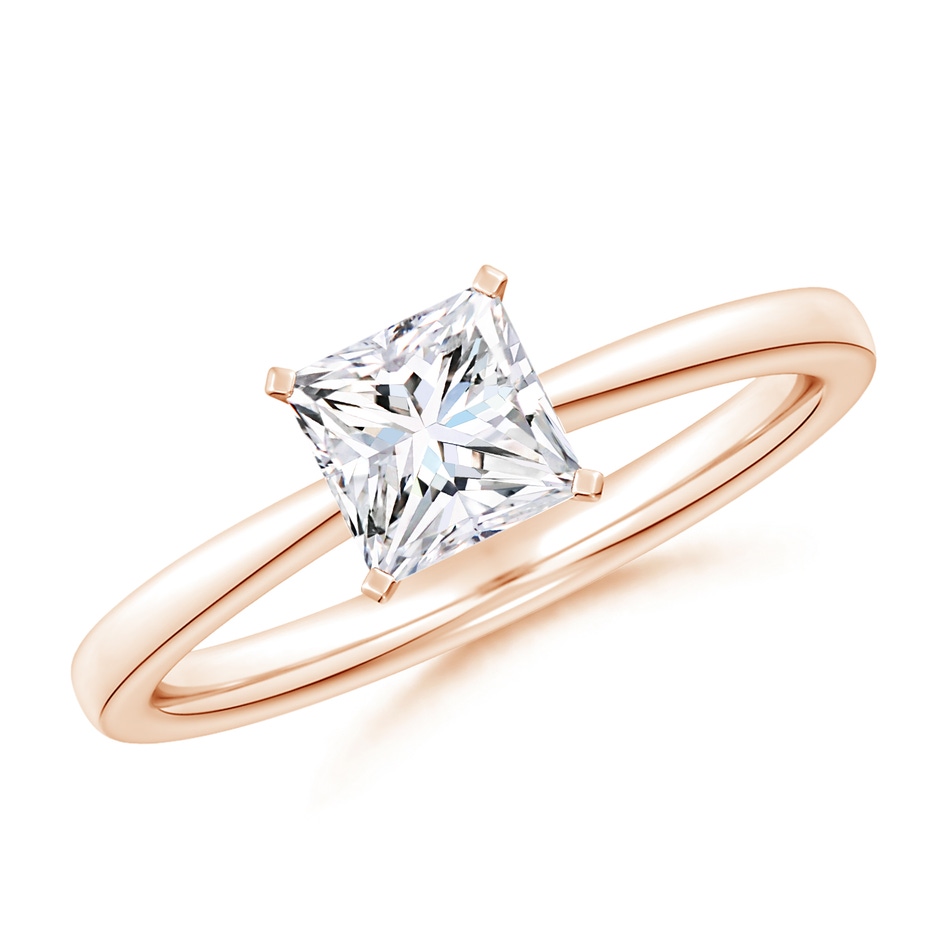 5.5mm FGVS Lab-Grown Princess-Cut Diamond Reverse Tapered Shank Solitaire Engagement Ring in 9K Rose Gold 