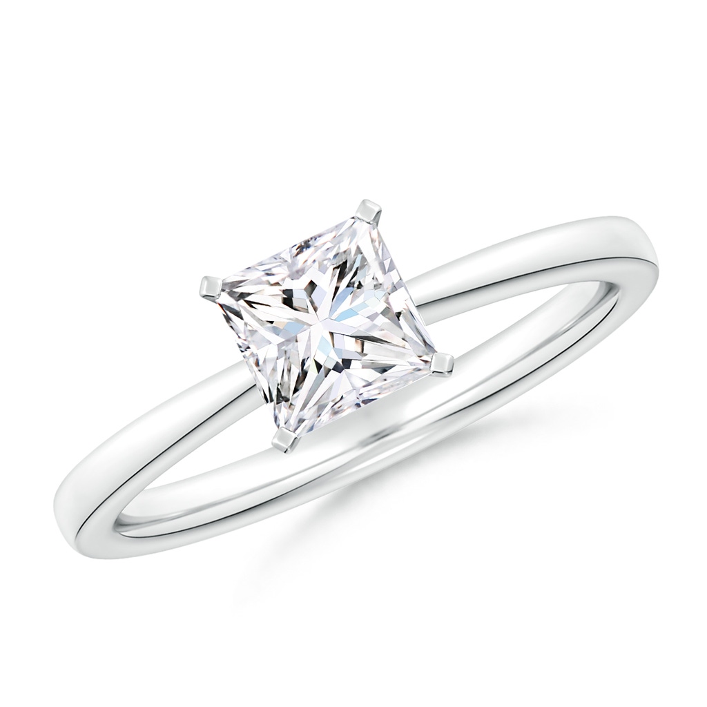5.5mm FGVS Lab-Grown Princess-Cut Diamond Reverse Tapered Shank Solitaire Engagement Ring in White Gold