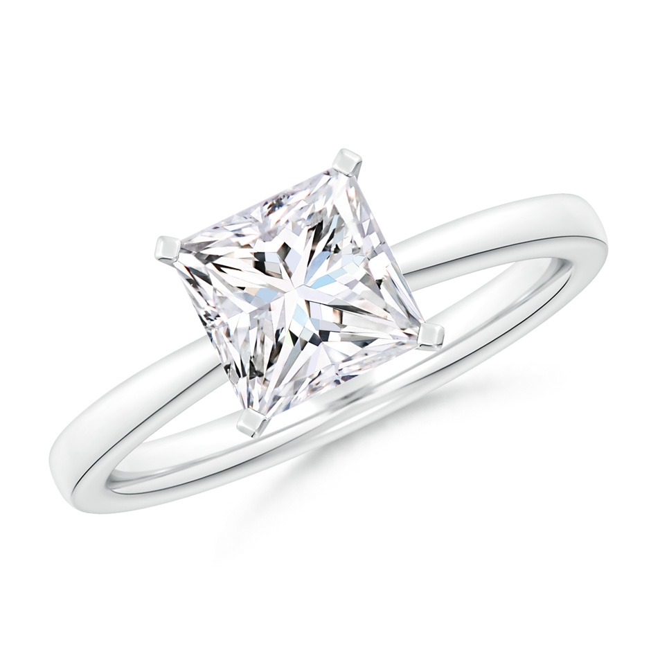 6.8mm FGVS Lab-Grown Princess-Cut Diamond Reverse Tapered Shank Solitaire Engagement Ring in White Gold 