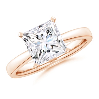 8mm FGVS Lab-Grown Princess-Cut Diamond Reverse Tapered Shank Solitaire Engagement Ring in 18K Rose Gold