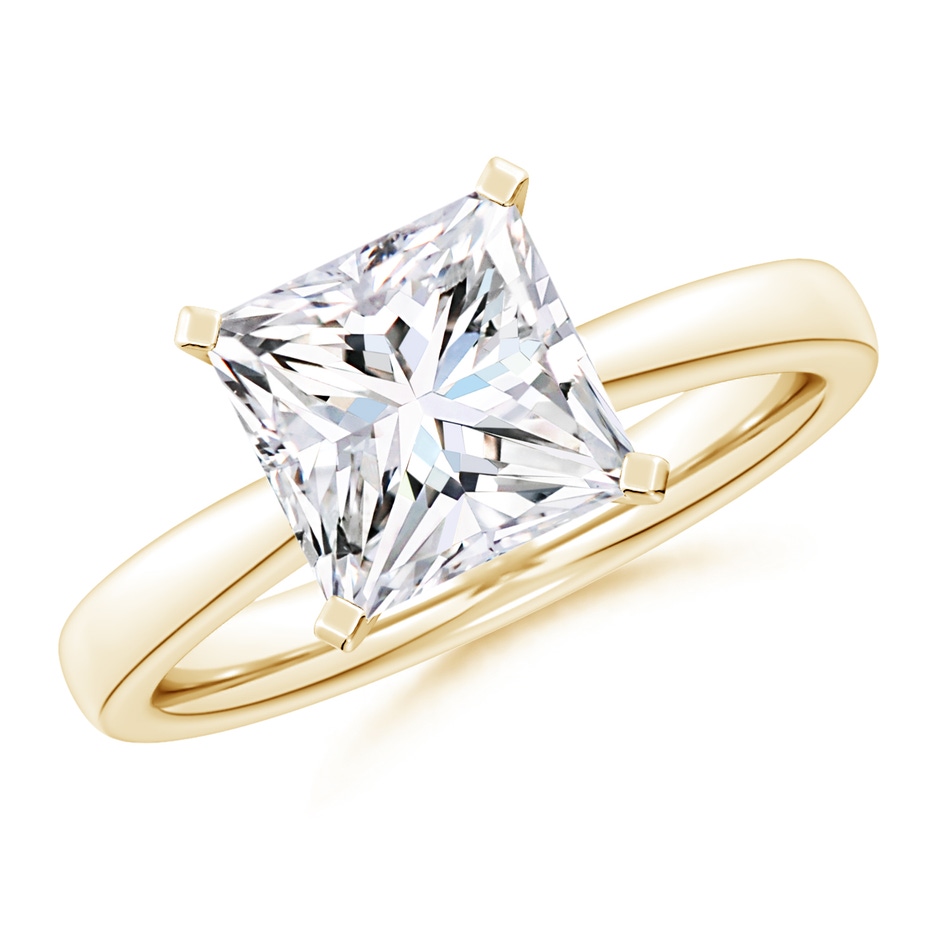 8mm FGVS Lab-Grown Princess-Cut Diamond Reverse Tapered Shank Solitaire Engagement Ring in 18K Yellow Gold 