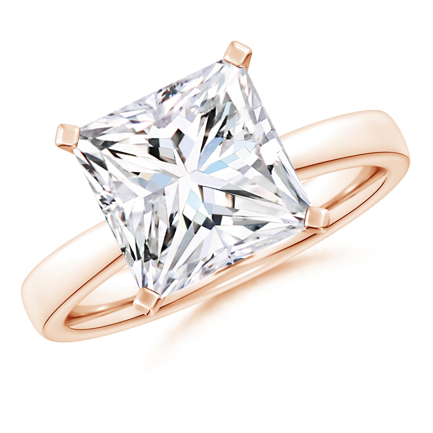 9.4mm FGVS Lab-Grown Princess-Cut Diamond Reverse Tapered Shank Solitaire Engagement Ring in 18CT Rose Gold