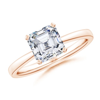 5.5mm FGVS Lab-Grown Square Emerald-Cut Diamond Reverse Tapered Shank Solitaire Engagement Ring in 10K Rose Gold