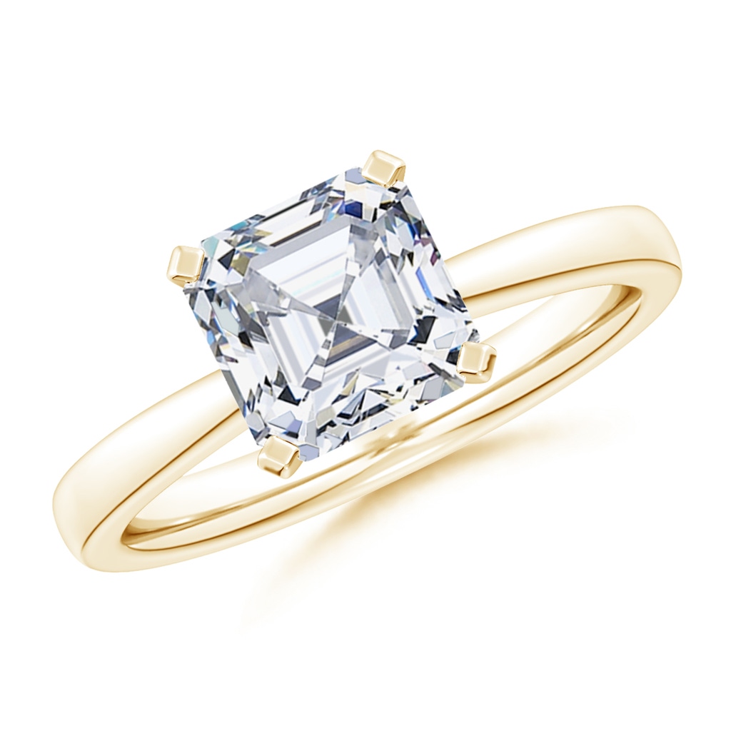 8mm FGVS Lab-Grown Square Emerald-Cut Diamond Reverse Tapered Shank Solitaire Engagement Ring in 10K Yellow Gold