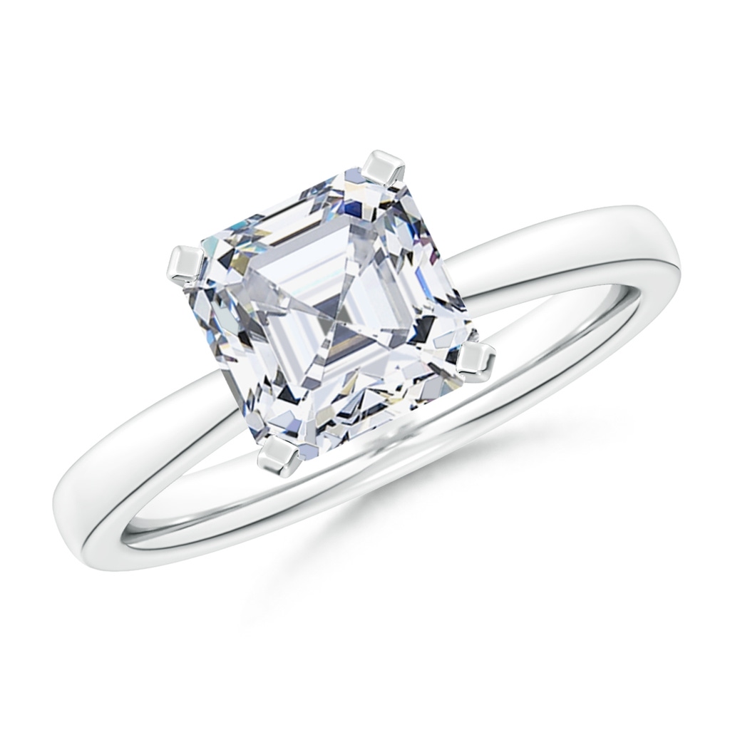8mm FGVS Lab-Grown Square Emerald-Cut Diamond Reverse Tapered Shank Solitaire Engagement Ring in P950 Platinum