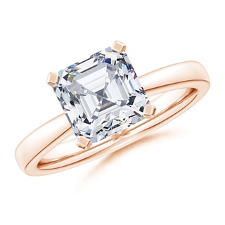 9.5mm FGVS Lab-Grown Square Emerald-Cut Diamond Reverse Tapered Shank Solitaire Engagement Ring in Rose Gold