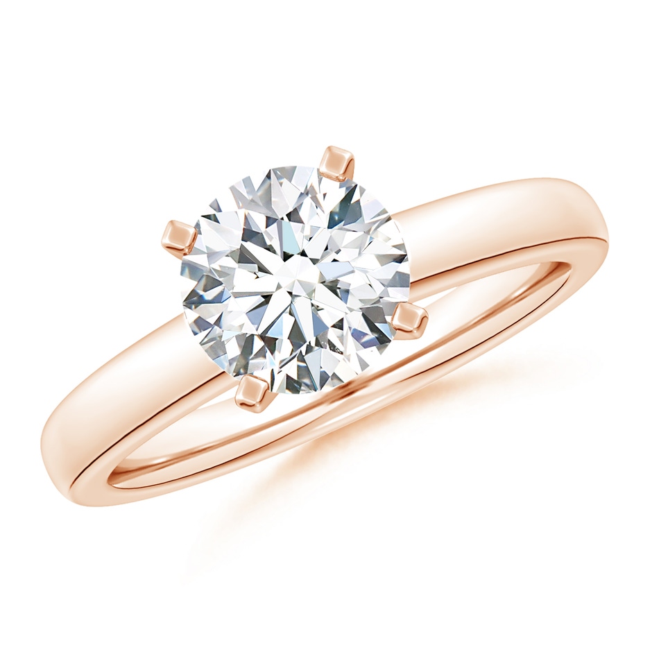 11.1mm FGVS Lab-Grown Solitaire Round Diamond Tapered Shank Engagement Ring in Rose Gold 