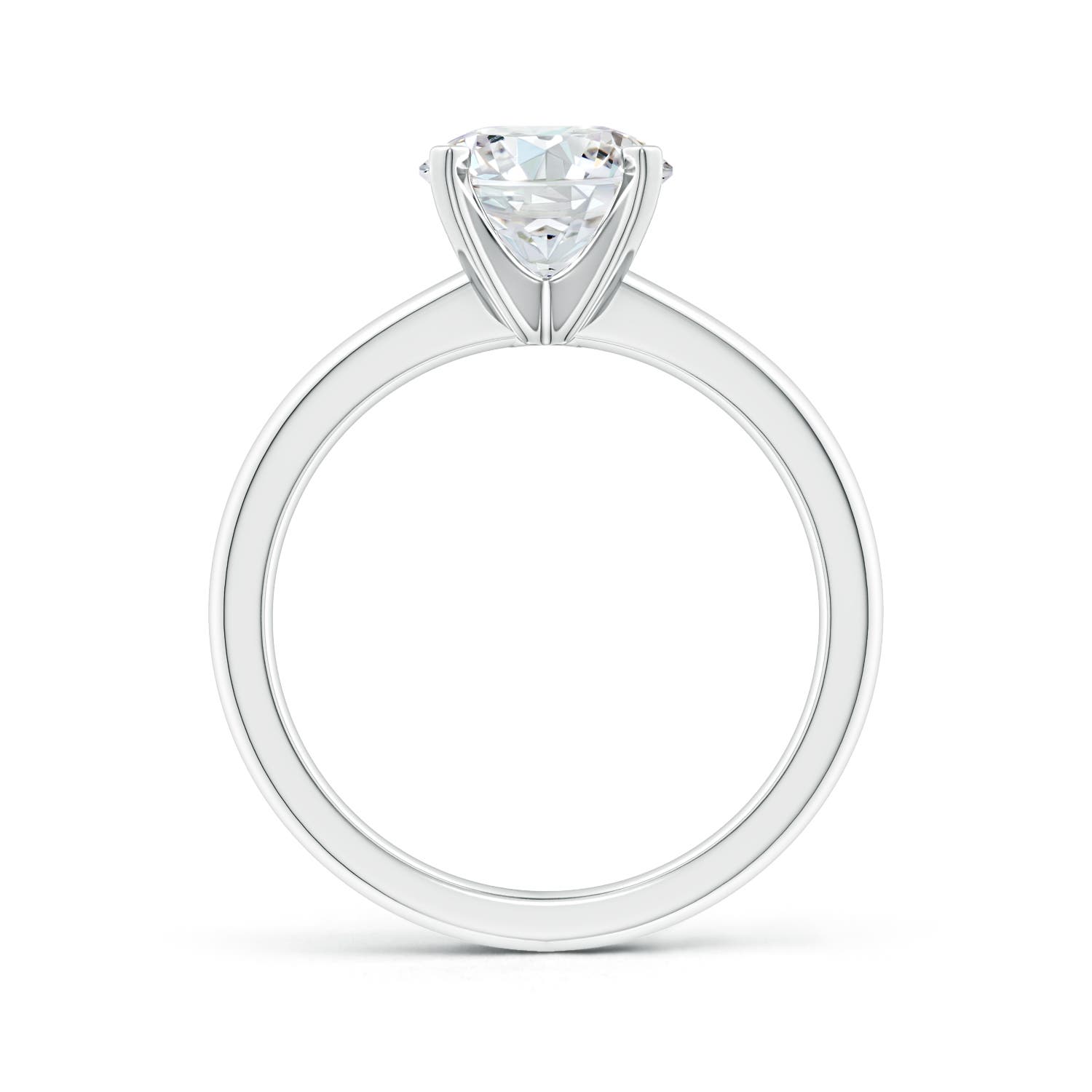 11.1mm FGVS Lab-Grown Solitaire Round Diamond Tapered Shank Engagement Ring in White Gold