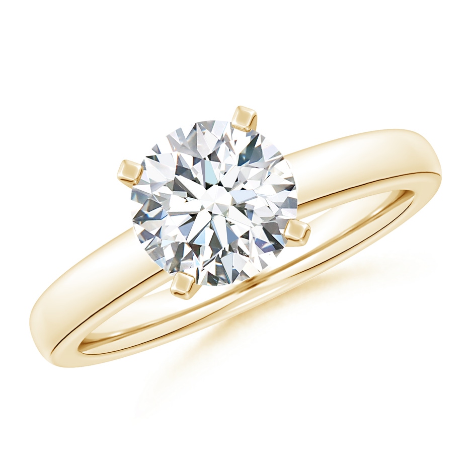 11.1mm FGVS Lab-Grown Solitaire Round Diamond Tapered Shank Engagement Ring in Yellow Gold 