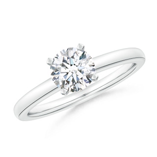 6.4mm FGVS Lab-Grown Solitaire Round Diamond Tapered Shank Engagement Ring in 18K White Gold