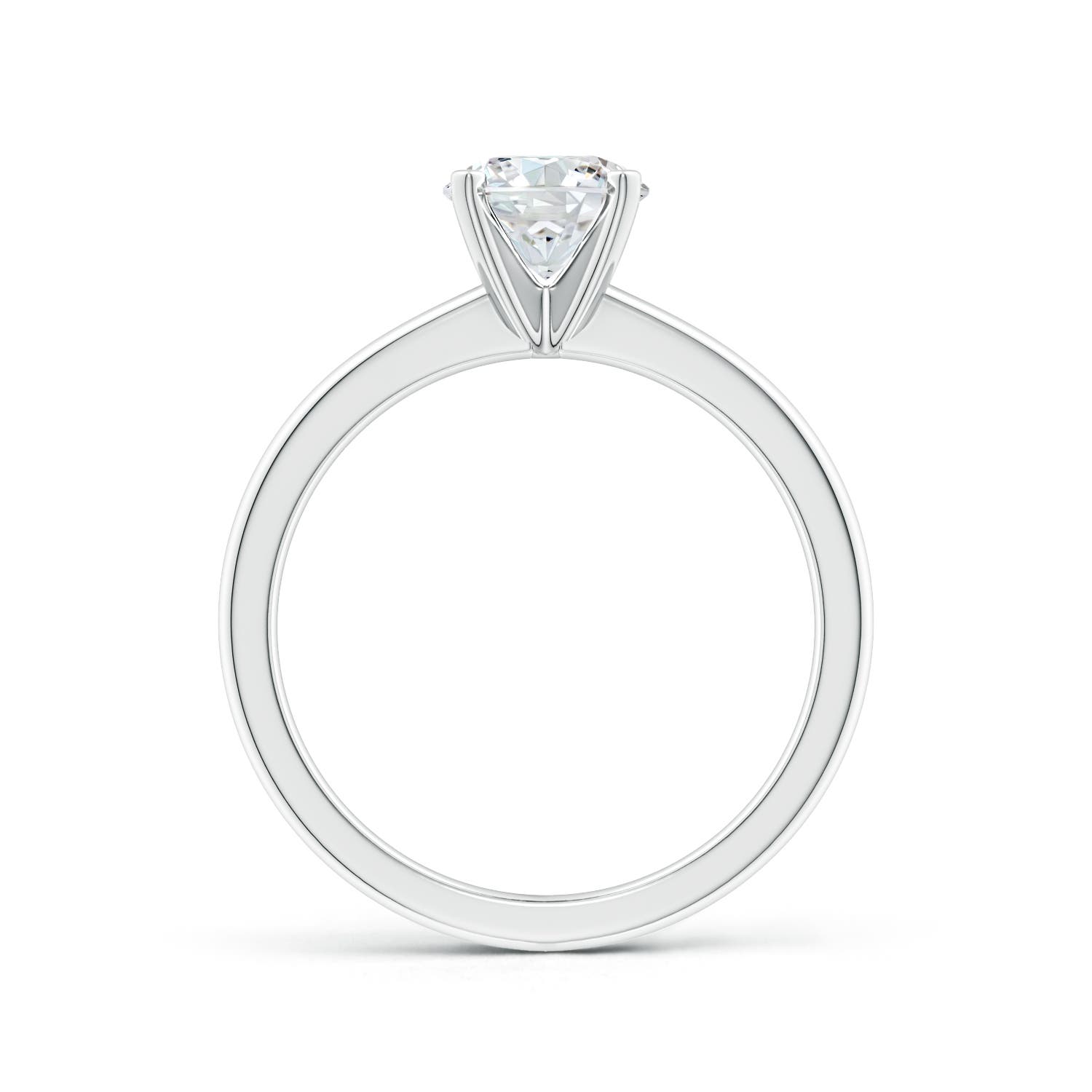 6.4mm FGVS Lab-Grown Solitaire Round Diamond Tapered Shank Engagement Ring in 18K White Gold - side 3