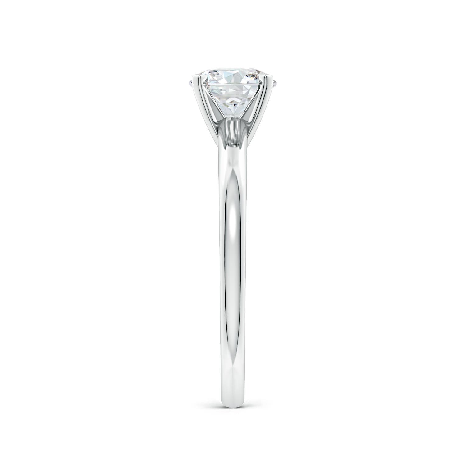 6.4mm FGVS Lab-Grown Solitaire Round Diamond Tapered Shank Engagement Ring in 18K White Gold - side 4