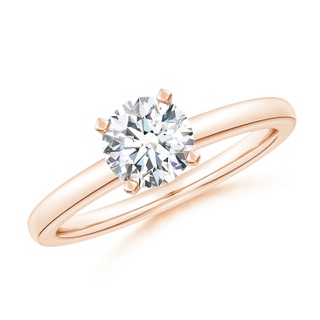 6.4mm FGVS Lab-Grown Solitaire Round Diamond Tapered Shank Engagement Ring in 9K Rose Gold