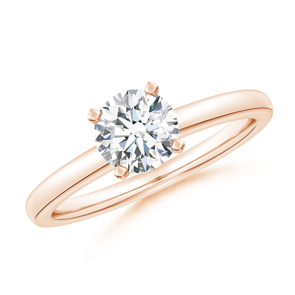 6.4mm FGVS Lab-Grown Solitaire Round Diamond Tapered Shank Engagement Ring in Rose Gold 