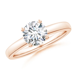 9.2mm FGVS Lab-Grown Solitaire Round Diamond Tapered Shank Engagement Ring in 18K Rose Gold